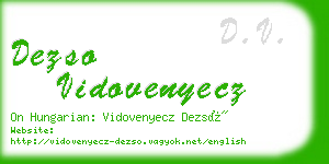 dezso vidovenyecz business card